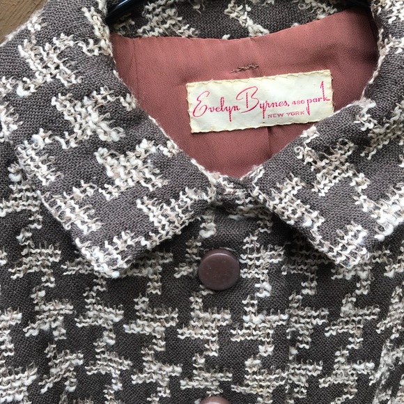 Vintage 50s 60s Houndstooth Wool Skirt Suit Set - Picture 4 of 7